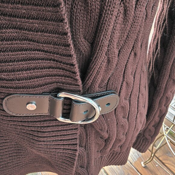 NWOT Lauren Buckled Cable-Knit Cotton Sweater - Picture 3 of 4